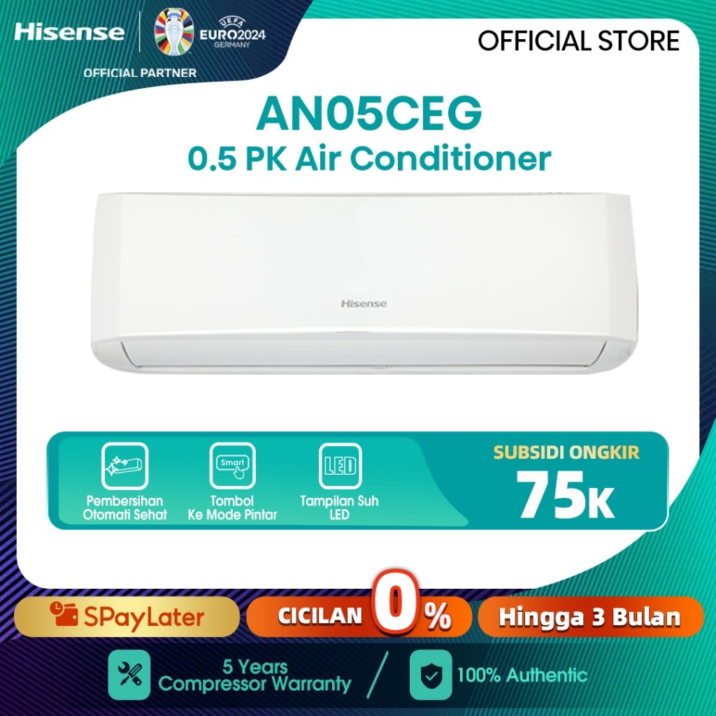 Hisense AC Air Conditioner Standard 0.5PK/1/2PK - AN05CEG (Indoor+Outdoor Unit Only)【Smart Mode】【Sel