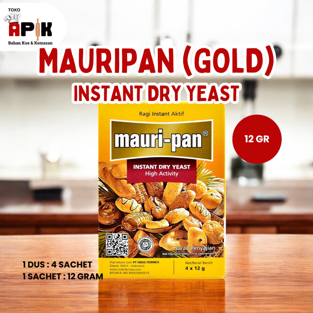 

MAURIPAN DRY YEAST LOKAL SACHET 12 GR / Mauripan Ragi Kering Instant / Dry Yeast Sachet Mauri Pan Kuning Gold Lokal