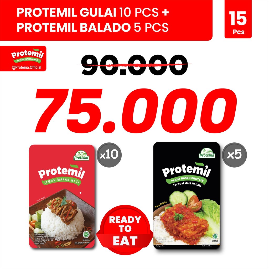 

Paket Protemil Gulai & Balado (15pcs) / Siap Makan / Makanan Instan