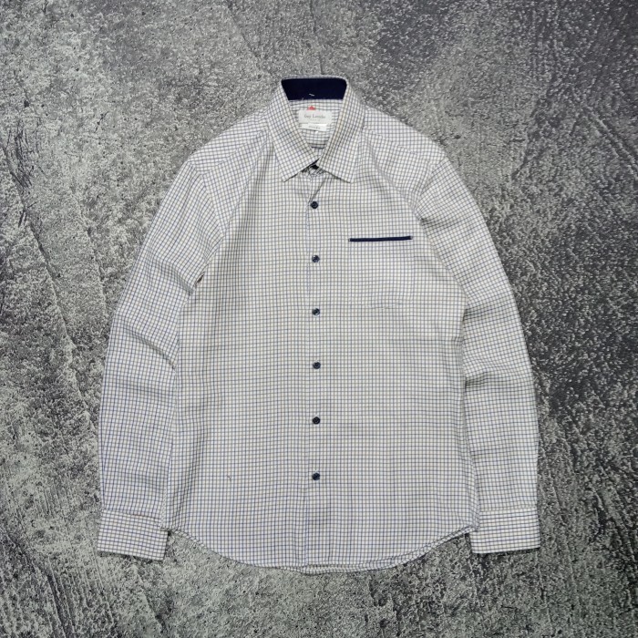 Kemeja lengan panjang pria GUY LAROCHE motif kotak-kotak bagus size m