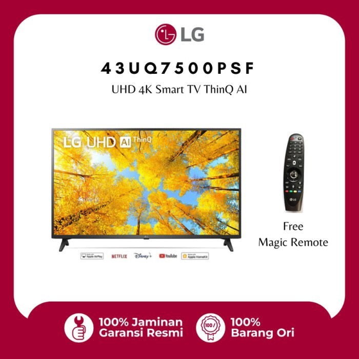 LG SMART TV 43UR7500 UHD 4K AI THINQ 43 INCH - 43UR75