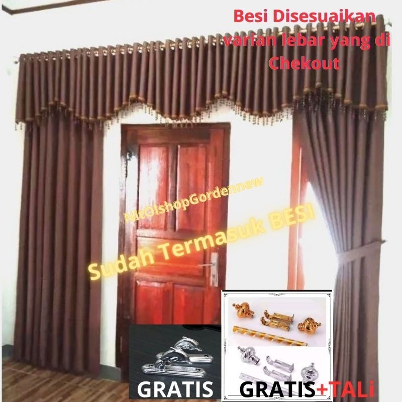 1 SETT GORDEN PONI M  + BATANG GORDEN   set gorden pintu tengah Ruang tamu Lengkap dengan pipanya Go