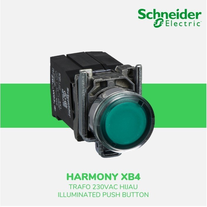 Schneider Electric XB4 illum PushButton Trafo 230VAC Hijau XB4BW3345