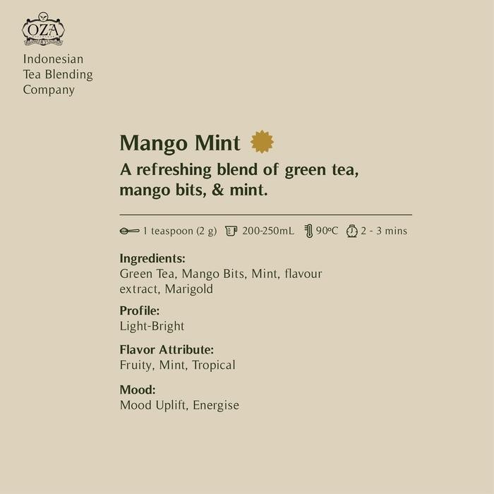 

OZA Tea - Mango Mint | Artisan Tea - Green Tea | Specialty Grade | Teh | 40 gram 20 cups