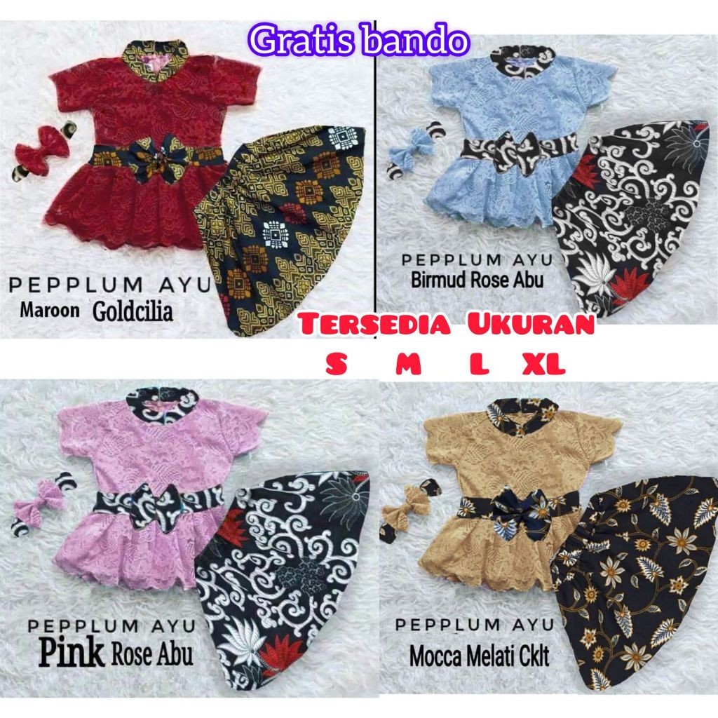 Baju Kebaya Bayi dan Anak Rok Span Pendek FREE BANDO Seragam Kostum Kartini Pawai Karnaval Wisuda Se