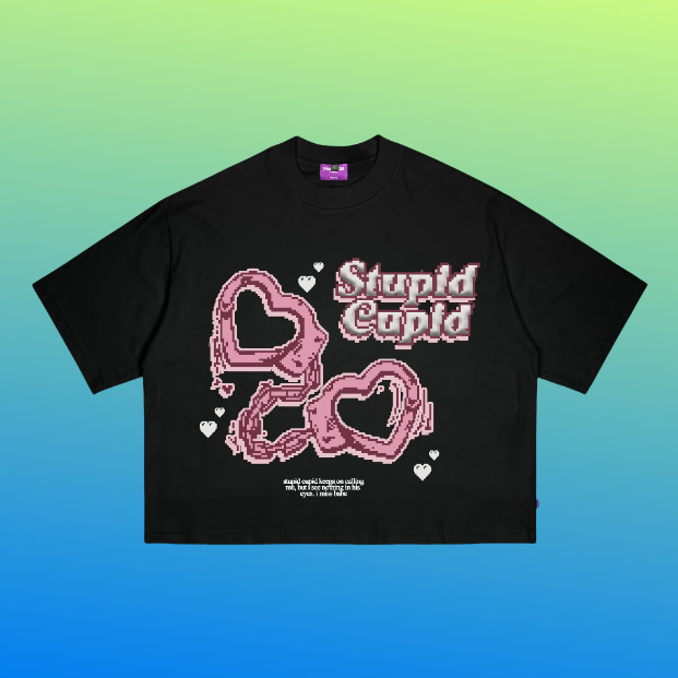 【COD】 T-Shirt | Boxy Fit | Stupid Cupid | Black | Paradigm Capital KAOS