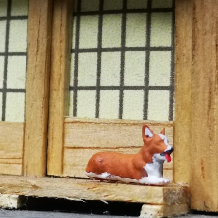 Miniatur Anjing Corgi Diorama Diecast Unpainted