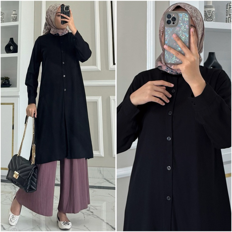 Gamis wanita syari  model baruAQILA tunik  / Baju Atasan Wanita muslim Tunik kerja kuliah basic polo