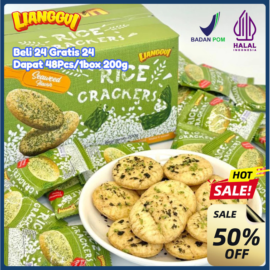 

[Pengiriman 24 jam]Halal Lianggui 48pcs Nori Crackers Cemilan Sehat Renyah Snack Diet & Kantor Harga Hemat Biscuits