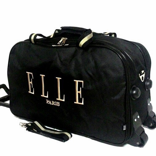 SALE - TAS PAKAIAN TROLLY ELLE / TAS TRAVEL BAG TROLLY ELLE HITAM - Maroon