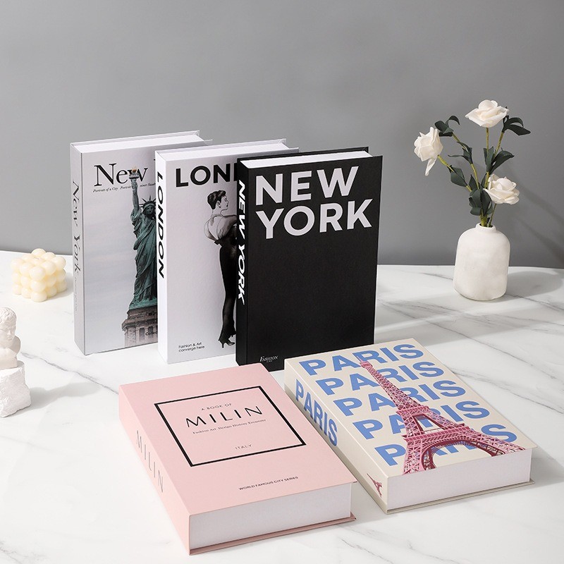 Fashion Citys Fake Books for Decoration Coffee Table Modern Home Decoration Books Simplicity Display