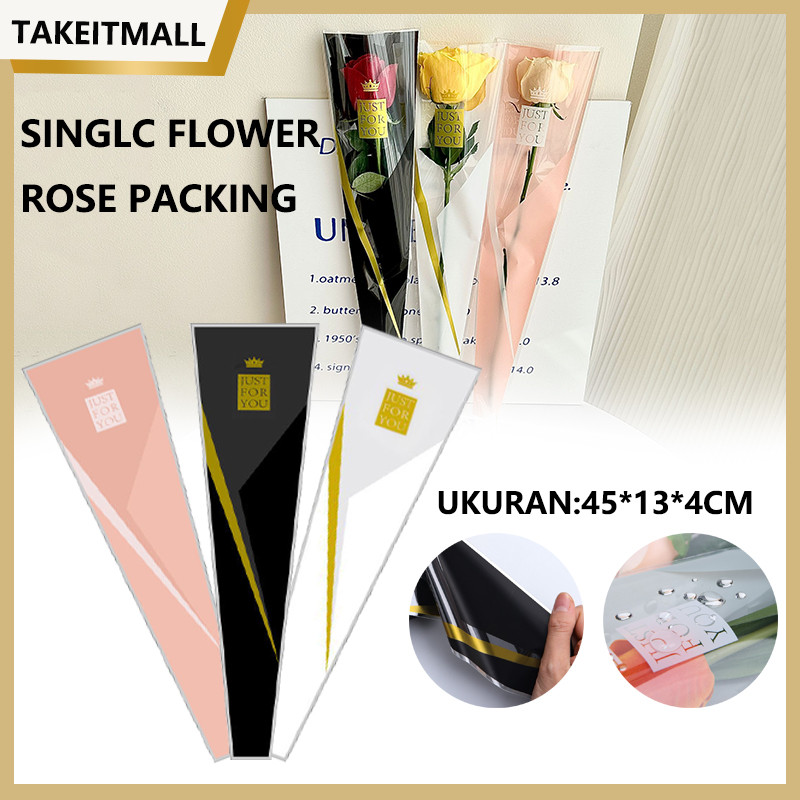 

50pcs Kertas Pembungkus Buket Satu Bunga Mawar /Wrapping Plastik Untuk Mini Buket Rose