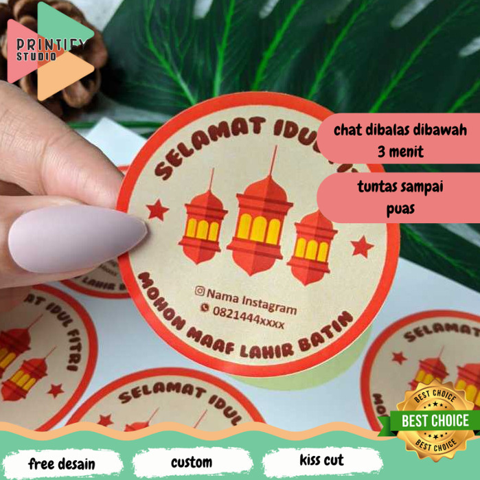 

Printify 2-4 Print Cetak Sticker Label Bulat Idul Fitri Stiker Lebaran Toples Label Kue Kering