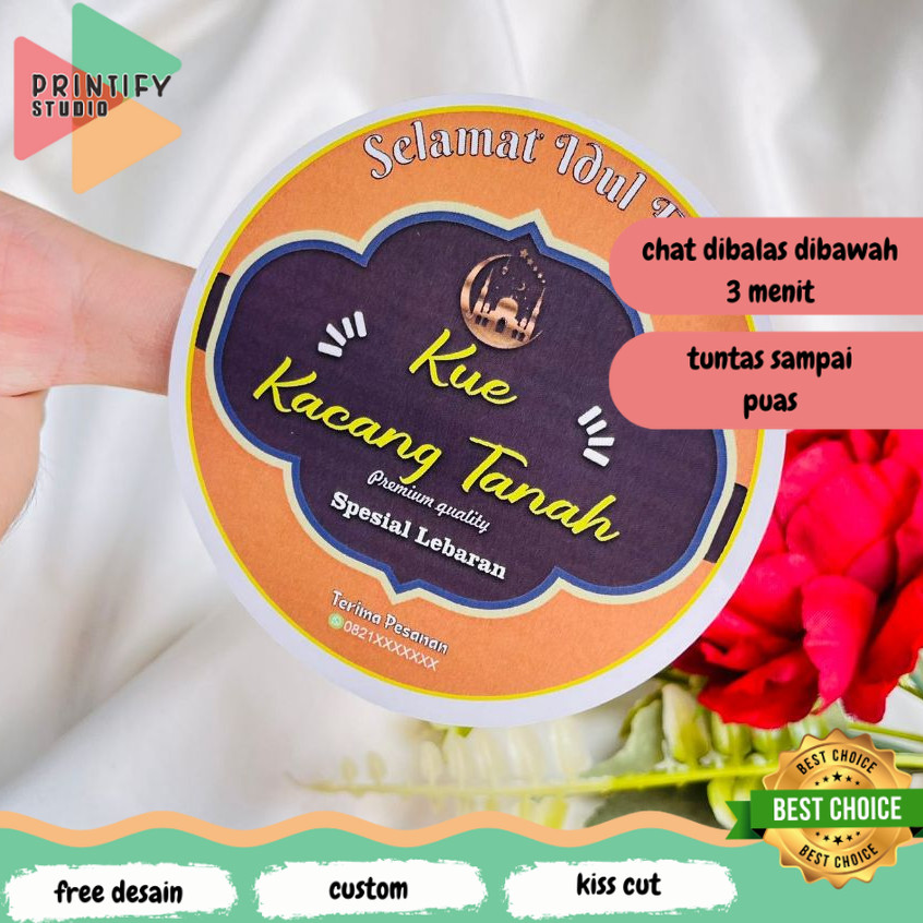 

Printify 2-4 Print Sticker Kecil Bulat Cookies Idul Fitri Stiker Chromo Kue Kering Lebaran Custom