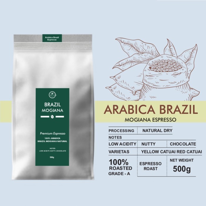

Kopi Arabica Brazil Espresso Coffee Beans 500g - Biji Kopi