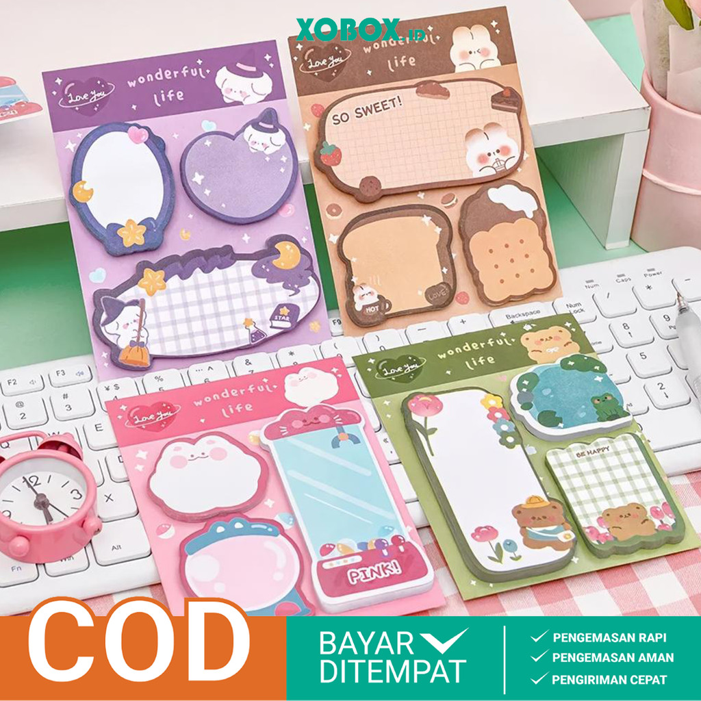 

Sticky Notes Kawai 3in1 Memo Pad Stick Note 60lembar Tempelan Kertas Pembatas Buku ATK3012