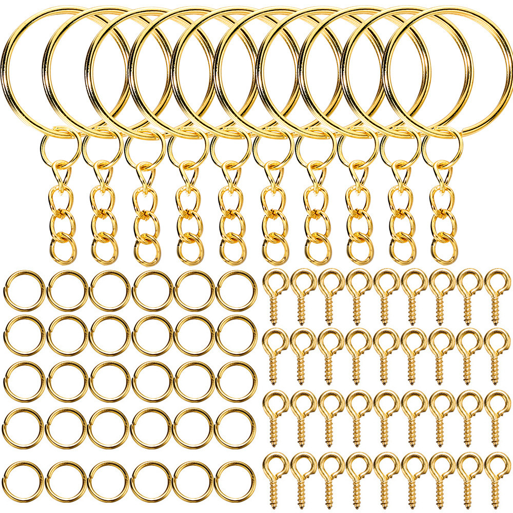 

110Pcs Keychain Open Jump Rings Eye P Jewelry Making Accessories Kits for DIY Epoxy Resin Key Chain Key Ring Pents