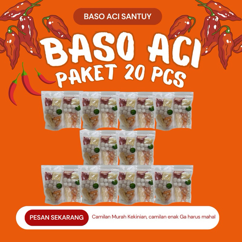 

New Baso aci santuy pedas gurih isi 20 bungkus lebih hemat / bakso aci pedas gurih murah enak KanuraganPremium