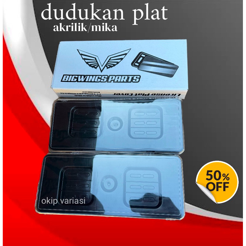 dudukan plat nomor motor akrilik kaca transfaran New Big Wings New model dudukan plat nomor motor BO