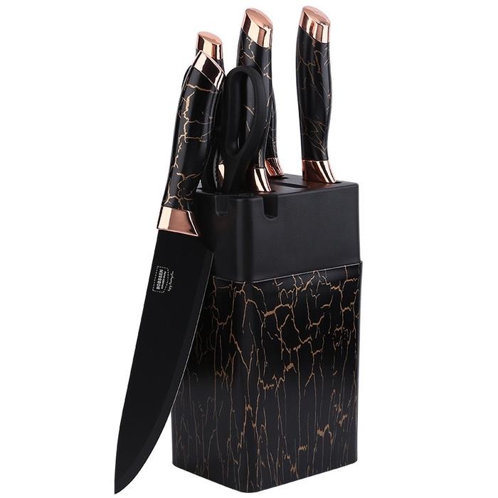 TERBARU Set Pisau dapur Marble / Pisau Dapur Set - Hitam