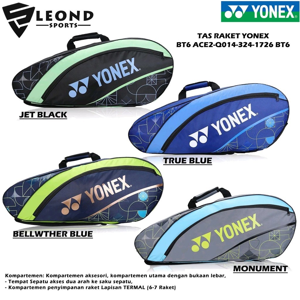 Tas Raket Badminton Tenis Merk Yonex BT6 ACE2 1226 Original Tas Badminton Model Gendong Bahan Therma