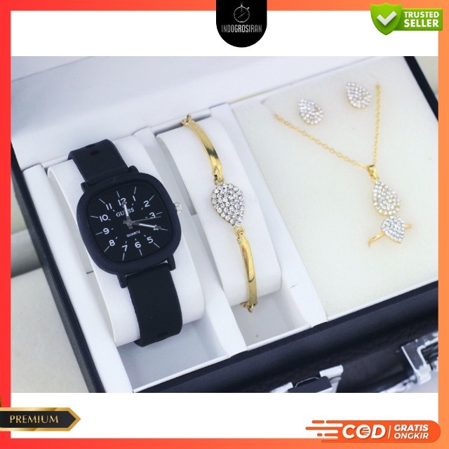 Jam Tangan Wanita Fashion Guess YS 3230 Free Aksesoris Dan Logam Emas - COD - Free Box Dan Baterai C