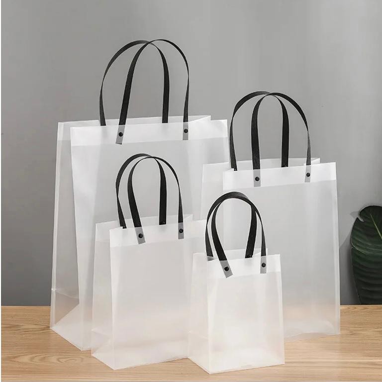 BOS Hand Bag Plastik Putih Transparan / Goodie Bag Jinjing Tenteng / Tas Hampers Souvenir