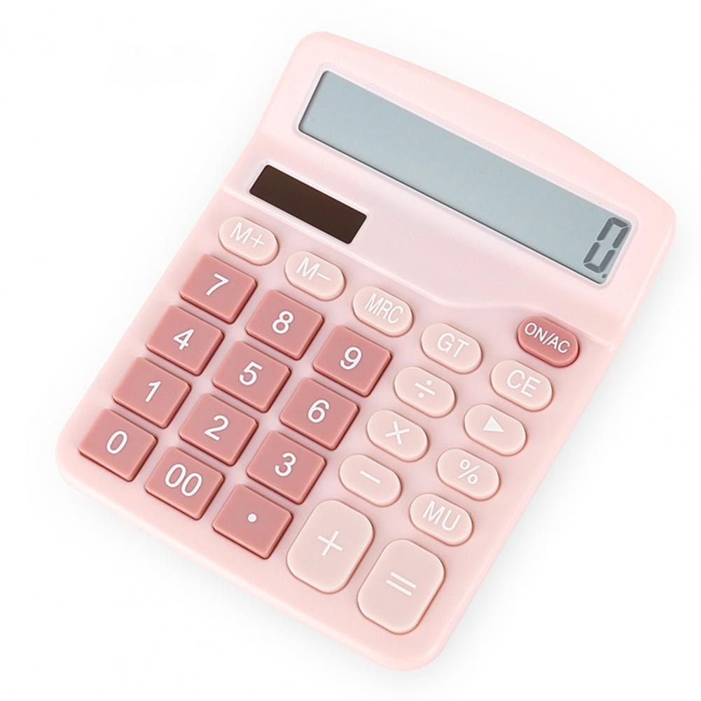 

Cute 12-Digit Solar Calculator Accurate Portable Battery Powered Bright Color Student Calculator School Office Supplies