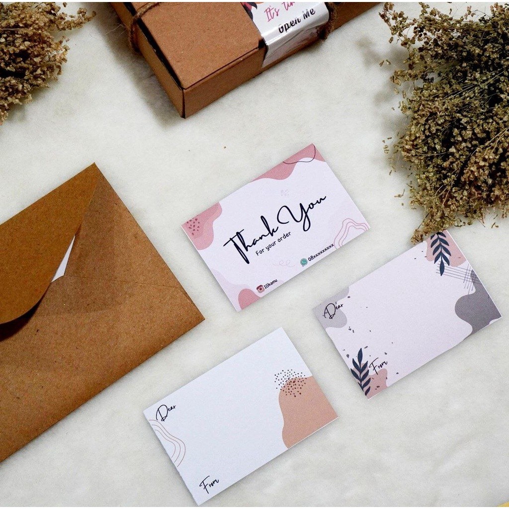 Thankyou card custom  ukuran 6x9 CM / kartu ucapan dear from / thank you card 003 TCM