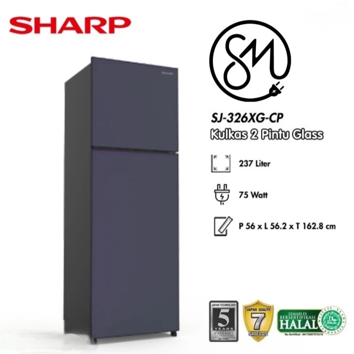 Kulkas Sharp 2 pintu SJ-326XG CP 237 L Shine SJ326XG Glass door