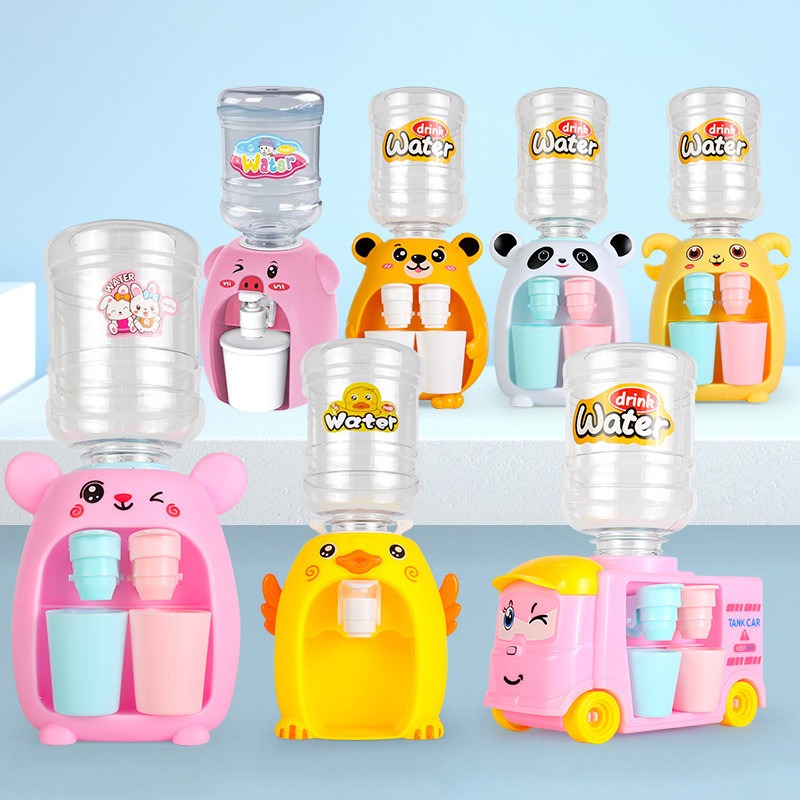 

Children's Dual Mini Water Dispenser Toy with Cute Cup Kids Gift Water Juice Milk Drinking Simulation Cartoon Pig Kitchen Toy