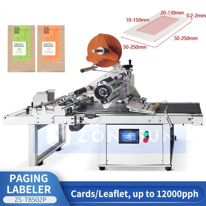 

Automatic Paging Labeling Machine Flat Surface Label Applicator Card Leaflet Labeling ZS-TB502P