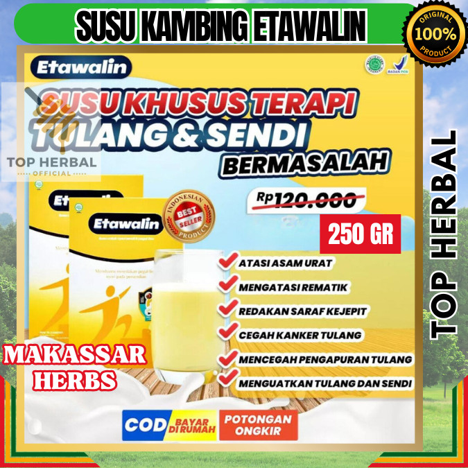 

ETAWALIN SUSU KAMBING ETAWA 250GR - ETAWALIN Asli Original 100% COD Susu Susu Asam Urat Rematik Reumatik Nyeri Sendi Pengapuran Tingkatkan Kepadatan Tulang Makassar ETAWALIN