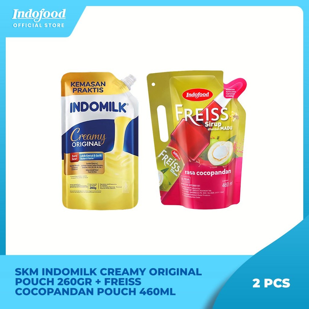 

Special Paket Indomilk Kental Manis Putih Small Pouch 260 gr + Freiss Cocopandan Pouch 460 ml