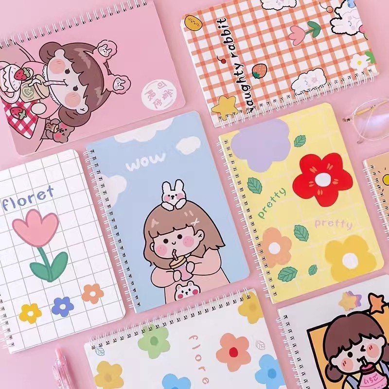 

Buku Tulis A5 Notebook (4PCS) SATU SET Buku Catatan Sekolah Anak Kartun Stationery Kuliah - Buku Diary Korea Aesthetic Gambar Lucu