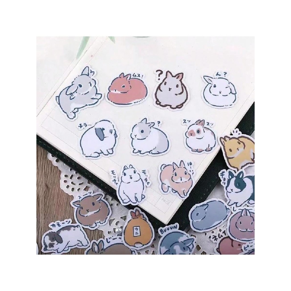 

Cute Cartoon Rabbit Stickers For Journal Decoration, 40pcs Expression Rabbit Stickers For Kids Learning Scrapbooking Diy Decor