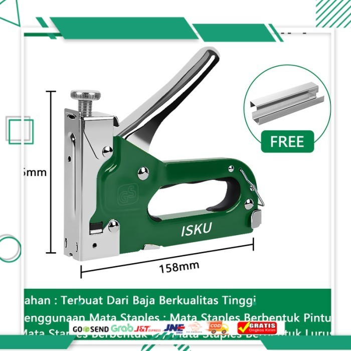 

Paling Murah ISKU staples tembak/stapler gun 3 in 1 tacker bisa 3 jenis staples - 1 set