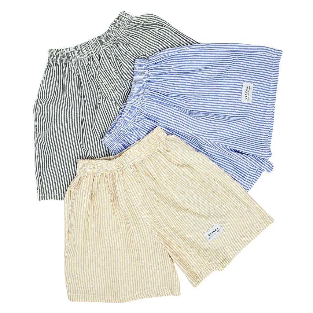 Osaka - Celana Stripe Pants Basic | Celana Pendek Boxer Salur Unisex