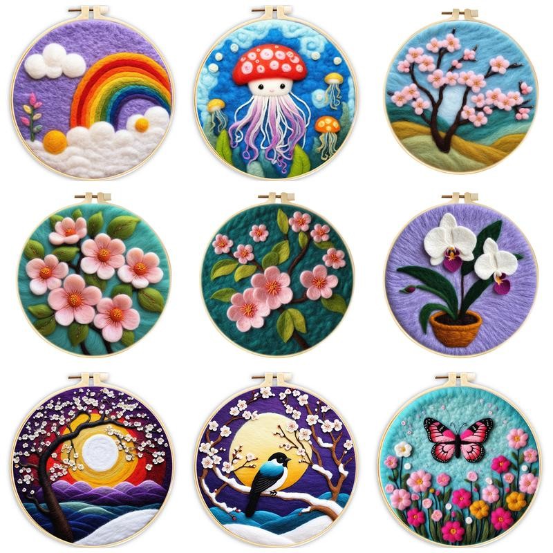 

RUOPOTY Rainbow Landscape Pattern Diy Wool Painting Embroidery Kit Creative Diy Wool Needle Felt Picture Kit For Beginners Craft