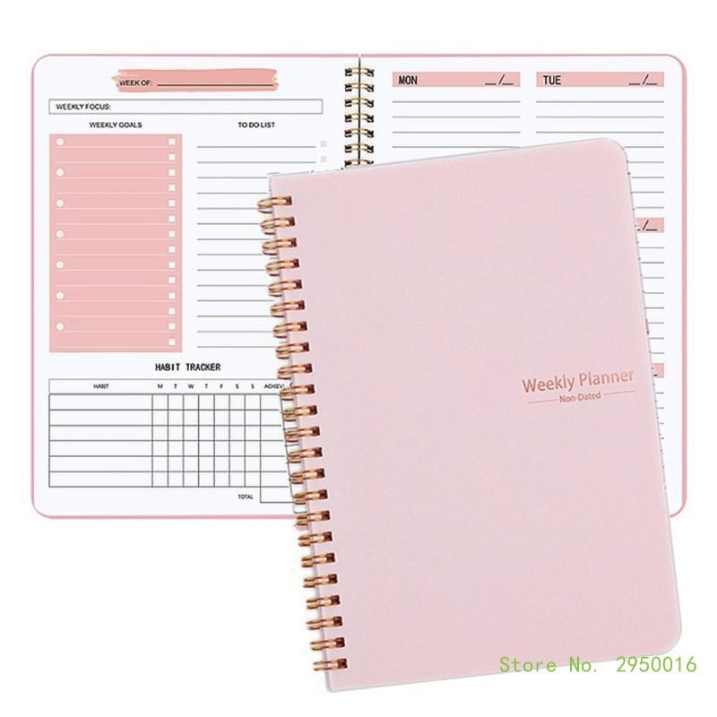 

Weekly Planner Notebook 104 Page Undated for Student Teacher, Twin Coil Binding Weekly Journal Notebook Academic Planner