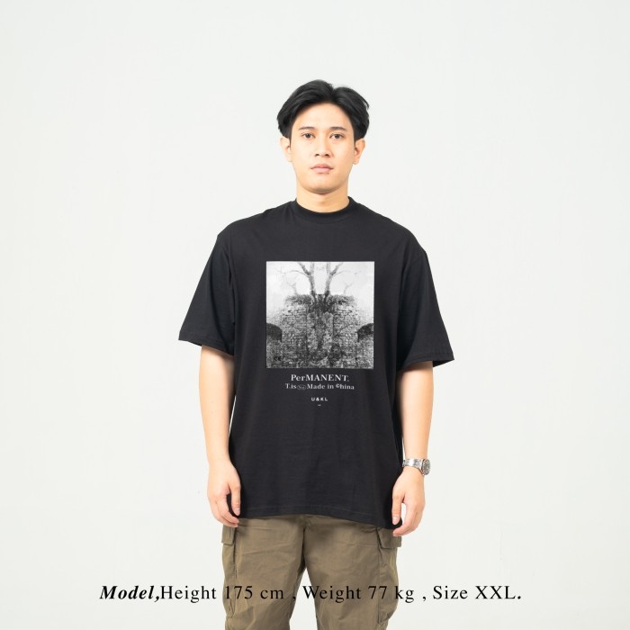 [COD] UNKL347 T-Shirt Hitam Bahan Combed Motif BENN Kaos Pria Original