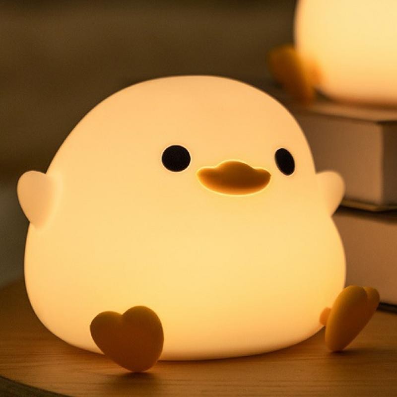 Lazy Duck Night Light LED Night light Cute duck Cartoon animals Silicone lamp for ildren Reargeable 