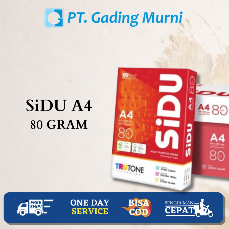 

KERTAS HVS SIDU A4 80 GR - READY STOCK ! kertas print/fotokopi/serbaguna