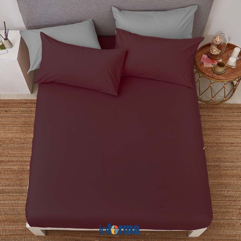 Informa Linotela 160x200 cm Seprai Queen Katun Fitted - Merah Bata Sprei Seprai Aesthetic Seprei She