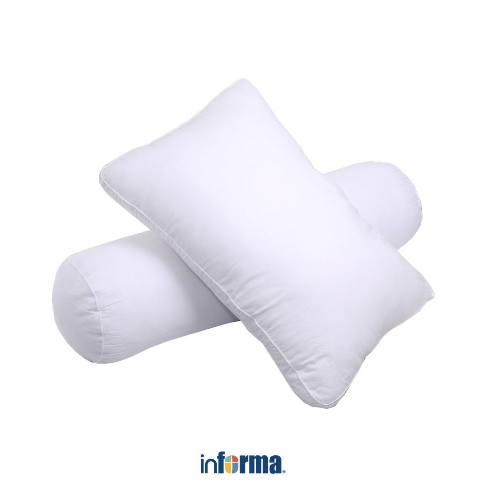 Informa Set 2 Pcs Bantal & Guling Dacron - Putih Set Pillow And Bolster Package Perlengkapan Kamar T