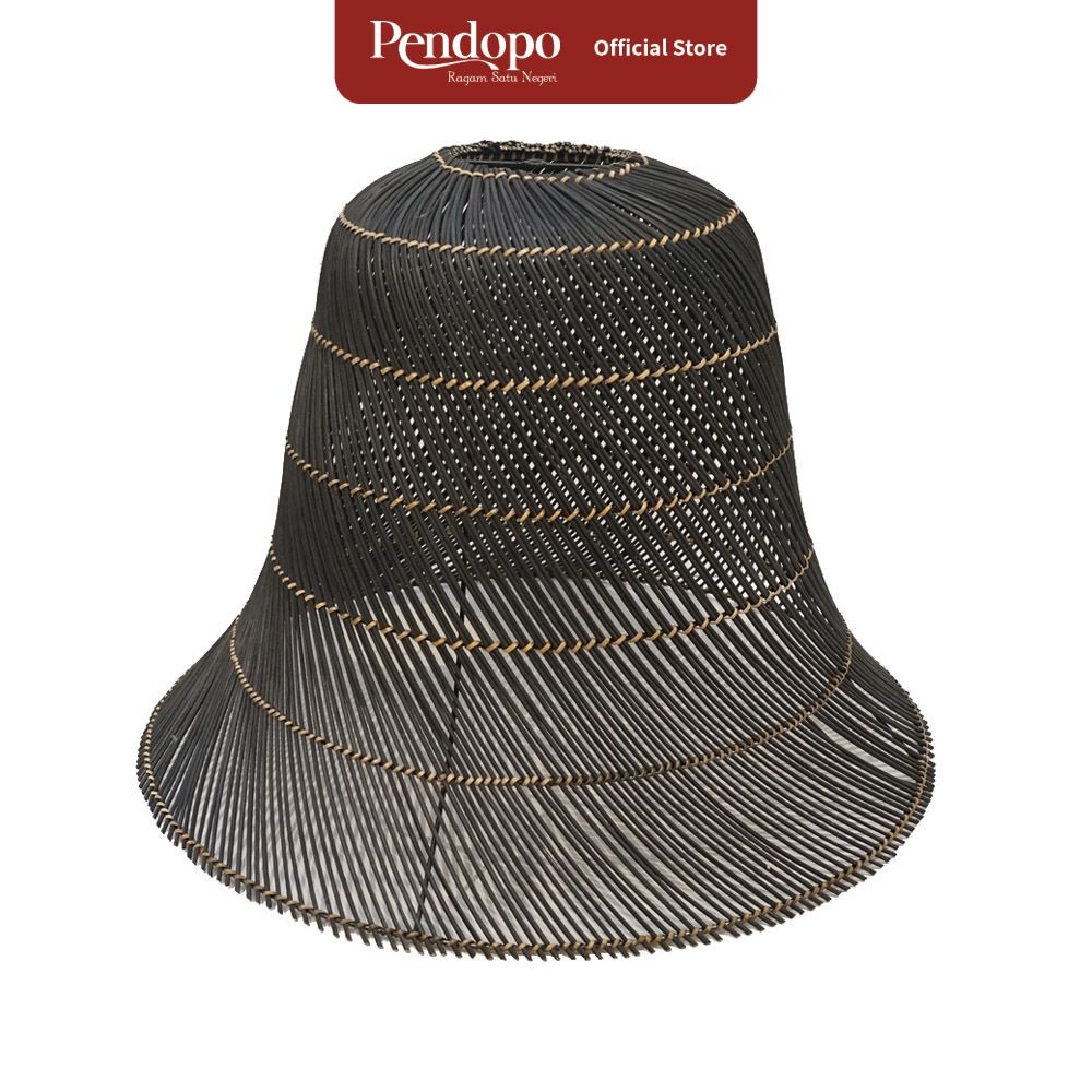 Pendopo Kap Lampu Rotan Bentuk Lonceng - Hitam Penutup Lampu Lampshade Tudung Tudung Bohlam Penutup 