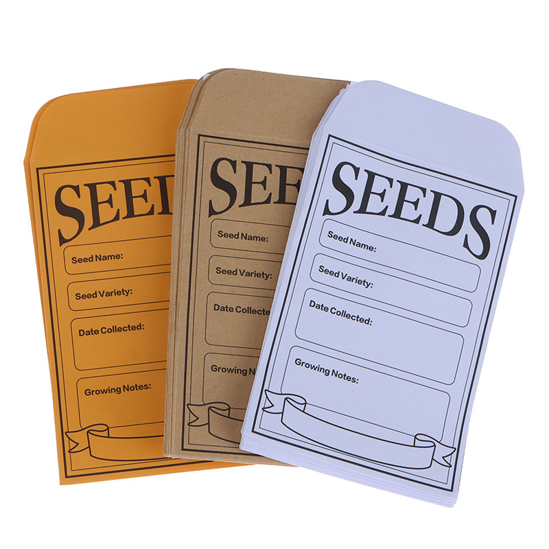 

20X Seed Envelopes Kraft Paper Resealable Self Adhesive Packet Seed Saving For Collection Vegetable Flower Seed Storage Bags