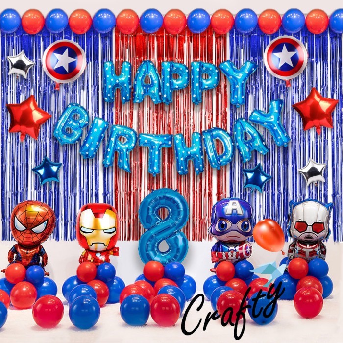 ORI - aikshop20_store [Limit Stok] [PAKET] Kids BIRTHDAY Set AVENGER TEAM RED BLUE Dekorasi Ultah An