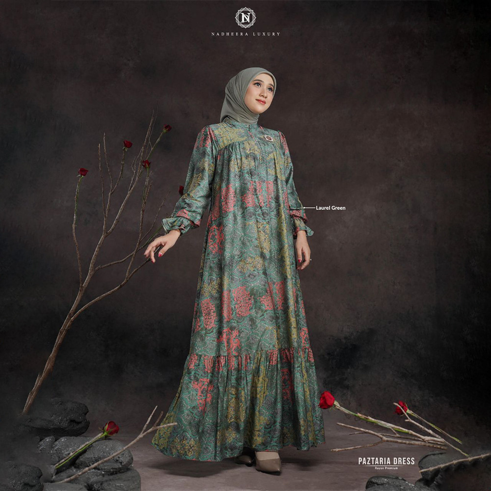 NADHEERA PAZTARIA DRESS LAUREL GREEN