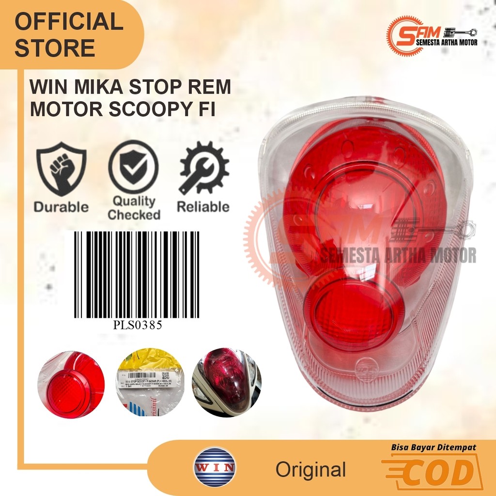 Mika Stop Only Scoopy Fi Kaca Lampu Rem Belakang Motor Honda